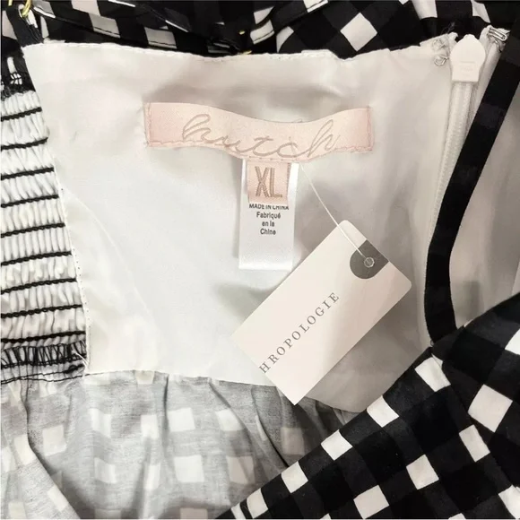 NWT Anthropologie Hutch Bandeau Black & White Gingham Romper Dress Sz XL - Picture 4 of 9